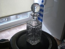 WHISKY Flasche Behälter KARAFFE BLEIKRISTALL Schliff 1 Liter schwer!