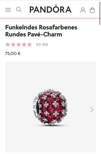 Pandora pave charm rosa rund - pandora,
