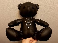 TEDDY BÄR LEDER PUPPE SCHWARZ