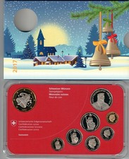 Weihnachts Münzsatz 2017 mit Glocke Medaille / Rückseite Weihnachts Stern 