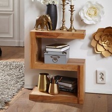 Massivholz Beistelltisch "S" Cube Design Couchtisch Massiv Holz Modern Regal Neu