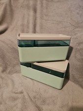 2x Aufbewahrungsboxen fürs Bad, Tchibo, Beige-Grün, stapelbar,Guter Zustand,#3/G