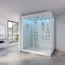 Dampfdusche 180x130 Bad Radio Duschkabine LED Wasserfall Dampfsauna OUTLETWARE 