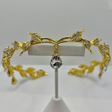 Barock Tiara mit Strass Elegante Goldkrone im floralen Design Krone Caesar