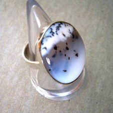 Ring mit Dendriten Opal, 925er Silber - Dendritenopal Gr. 16,8 - Rarität -