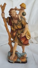 Heiliger Christopherus 20 cm Holzfigur geschnitzt bemalt Grödner Tal Südtirol