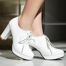 EUR 37  Damen Oxford Pumps Spitze Schnürhalbschuhe mit Blockabsatz Schuhe Neu