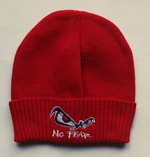 NO FEAR Beanie rot bestickt seltene 1990er Jahre Strickmütze