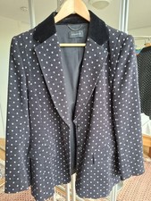 Strenesse edler Fein-Cord Blazer dunkelblau m. kleinen weißen Rauten,Gr.42