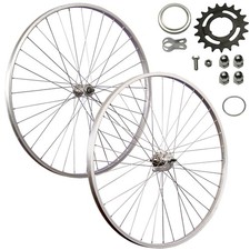 Laufrad 28 Zoll Satz Set Fahrrad Aluminiumfelge Vollachse Rücktrittbremse silber