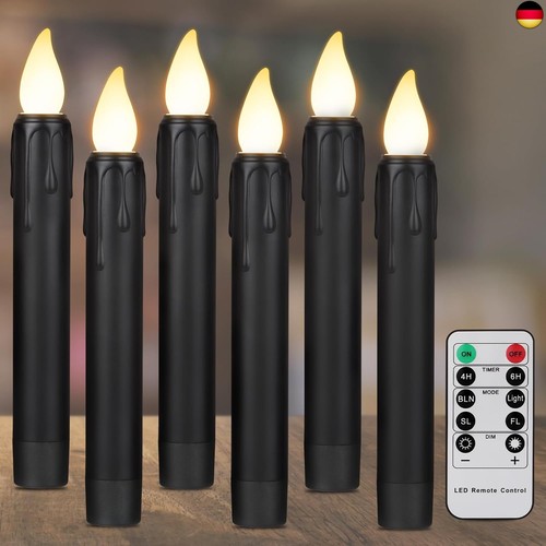 6er schwarz led stabkerzen - led,