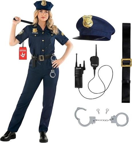 Blauer polizistin kostüm - blauer,