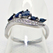 Tropfen Navette Saphir CZ Ring 925 Silber 585 Weißgold vergoldet 16,5 mm 52