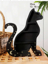 1 Stück Boho Schwarze Katze - geformtes Holzregal