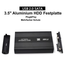 Festplattengehäuse USB 2.0 Extern Gehäuse 3.5" SATA S-ATA HDD Festplatte Schwarz