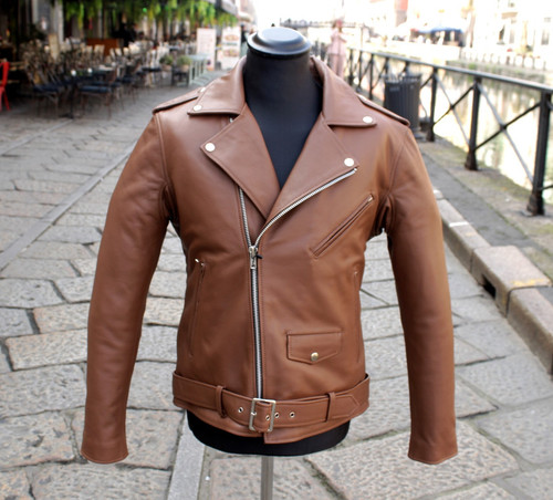 Herren rohes lederjacke - lederjacke, braun