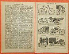 Fahrrad I/II   Gepäckmotordreirad Zweirad Krankentransportrad  Holzstiche 1898