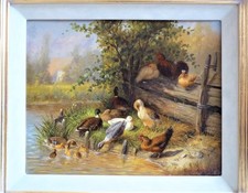 Ölgemälde auf Holz, Enten