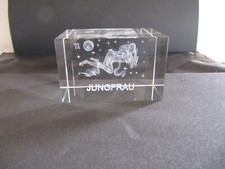 Glas Kristallquader 3D-Laser  Sternzeichen Jungfrau