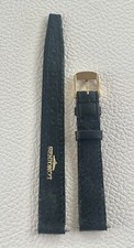 NOS - Longines Lederarmband 12mm mit Dornschliesse 10mm - schwarz/gold