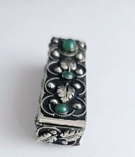 seltener Art Deco Lippenstift Halter mit Spiegel in 800er Silber floral 