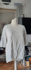 Tunika Gr. XXL creme V-Neck seitlich länger Lagenlook Baumwolle Puffärmel NEU