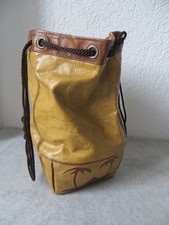 RUCKSACK, LEDERRUCKSACK - PALMENMOTIVE - VERSCHIEDENE BRAUNTÖNE
