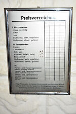 Altes Imoglasschild Wäscherei/Waschsalon Preisverzeichnis,50/60er Jahre,Retro