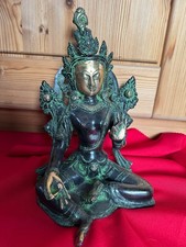 Grüne Tara schwarz grün Messing 3 kg 25 cm Buddha gebraucht  private Sammlung