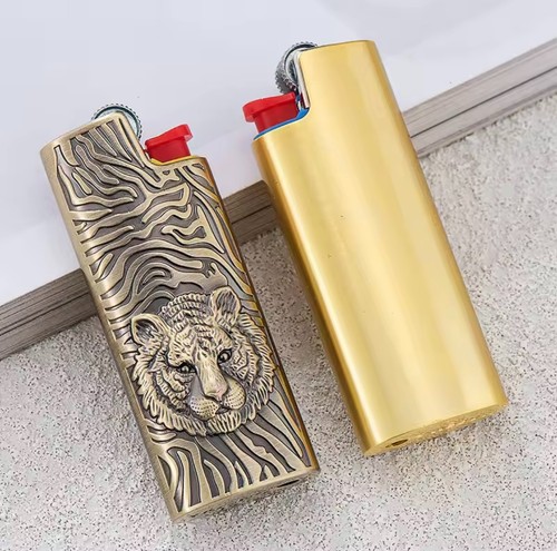 Gold feuerzeug etui metall - metall, bic