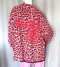 Oversized Jeansjacke Leopard Rosa Taupe Burgunder Rot Neon Jacke 38,40,42,44 Neu