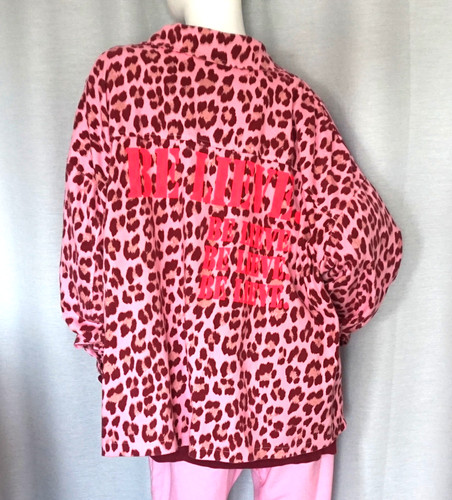 Oversized jeansjacke leopard - jeansjacke,