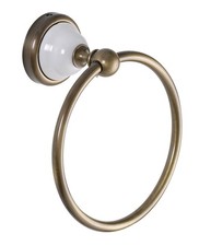 Landhaus Handtuchring Messing gebürstet antik gold Handtuchhalter Vintage Bad