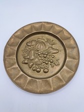 Messing Teller - Wand Teller - Wandteller - Ø 14,5 cm - Motiv Ernte - Vintage
