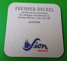 BD  Köln Brauhaus Sion 1988 Ipro-Filz Freibier zum Tag der Arbeit