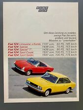 Fiat 124 Sport Coupe & Sport Spider Oldtimer 1972 Vintage Ad Werbung Reklame