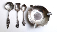 4 Teile altes Echt-Silber- 3 x Löffel S.800, 1 x Ascher Mexico S.925, zus. 92 Gr