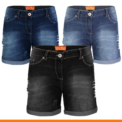 Damen jeans shorts destroyed - jeans,