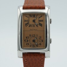 PAUL PICOT AMERICAN BRIDGE 4074 QUARTZ HERREN UHR VINTAGE 29 x 41MM DUAL TIME