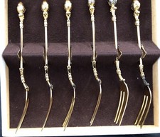 WIDMANN-ANTIK  6 Kuchengabeln 835er Silber vergoldet