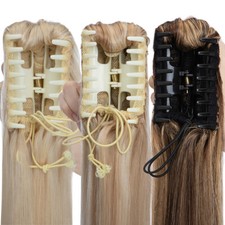 Echthaar Pferdeschwanz Ponytail Clip/Claw in on Remy Human Hair Zopf Extensions