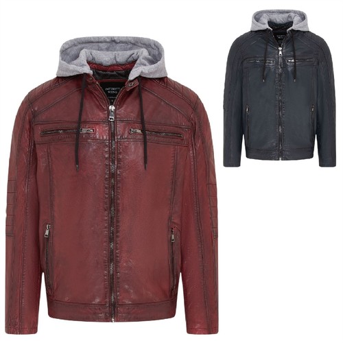 Herren kapuzen biker echt lamm - herren,