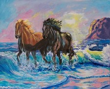 Rennende Pferde am Strand