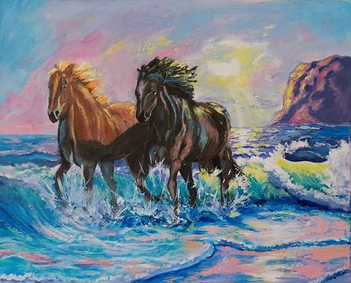 Rennende pferde strand - pferde,