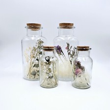 Formano Deko Glas Natur 22 cm 14 cm Gräser Blumen Sisal Lila Rosa Creme Grün