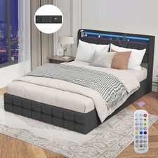 Polsterbett 90x200cm Doppelbett Stauraumbett Bettgestell mit USB/LED Lattenrost