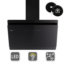 Dunstabzugshaube 90cm Umluft Abluft Kopffrei Wandhaube Schräghaube schwarz Glas