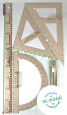 Wissner Magnetischer Wandtafelzeichengerätesatz RE-Wood®, 6-teilig Lineal Zirkel
