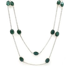 103cm Collier extra lange Halskette 925 Silber Schmuck Kette grüner Spinell 20ct