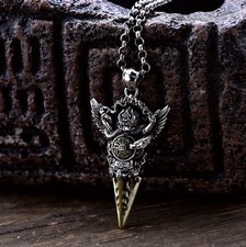 N47 Anhänger mythischer Vogel mit 6-Wort-Mantra buddhistisch Silber 925